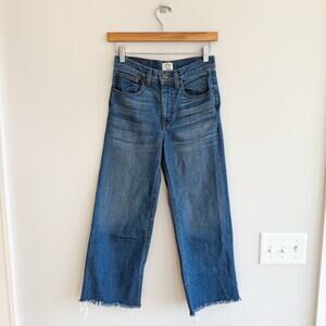 J. Crew Rayner High Rise Raw Hem Denim Wide Leg Jeans Blue 25
